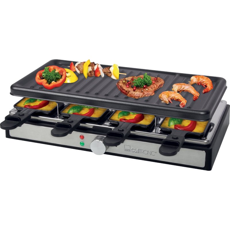 CLATRONIC raclette grill, 1400 watt, silver/black